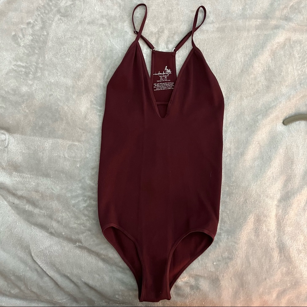 Free People Bodysuit in Cranberry Red